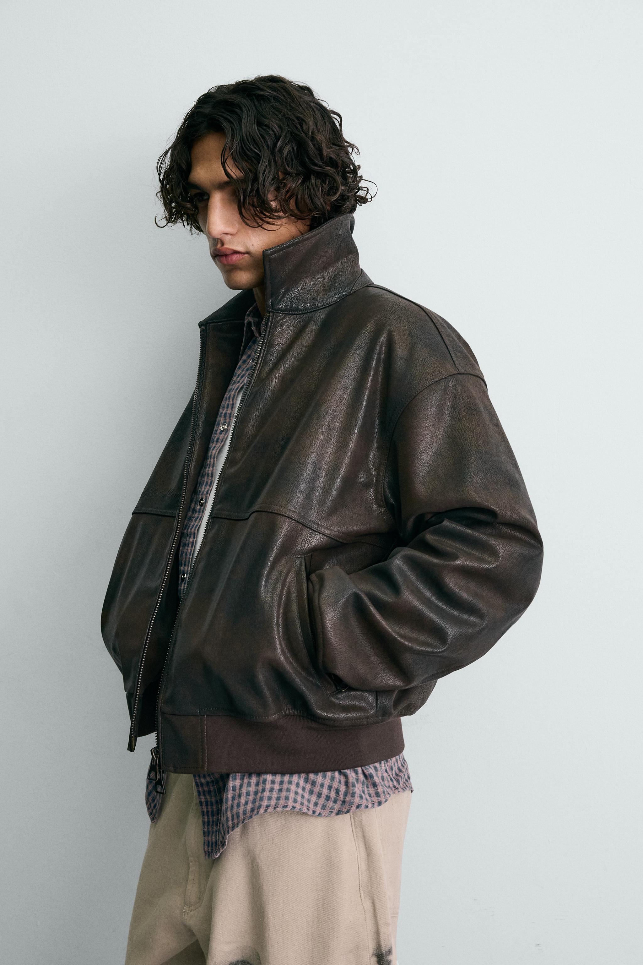 EMBOSSED FAUX LEATHER FORD © BOMBER JACKET
